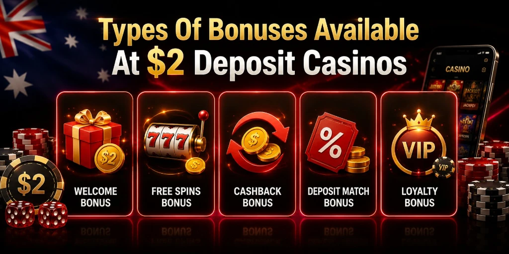 Types Of Bonuses Available At $2 Deposit Casinos