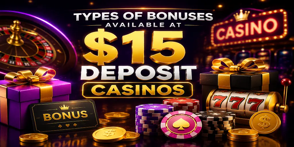 Types of Bonuses Available at $15 Deposit Casinos